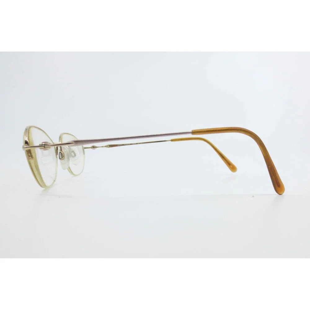 Titanium Oval Semi Rimless Eyeglass Frames Gold Tone US8244 51-19-135 Japan